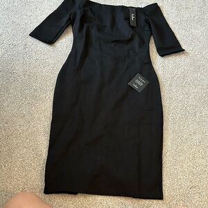Lulus little black midi dress size large